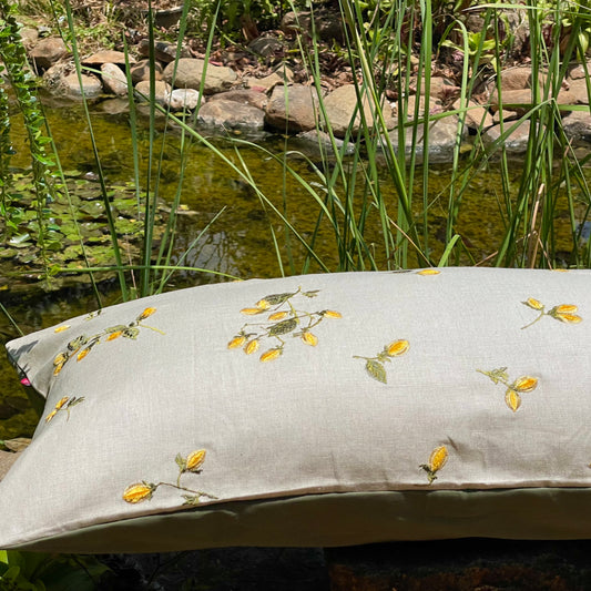 Indus Cherry Blossom Chrome Cushion Cover - 38 x 18 - Single