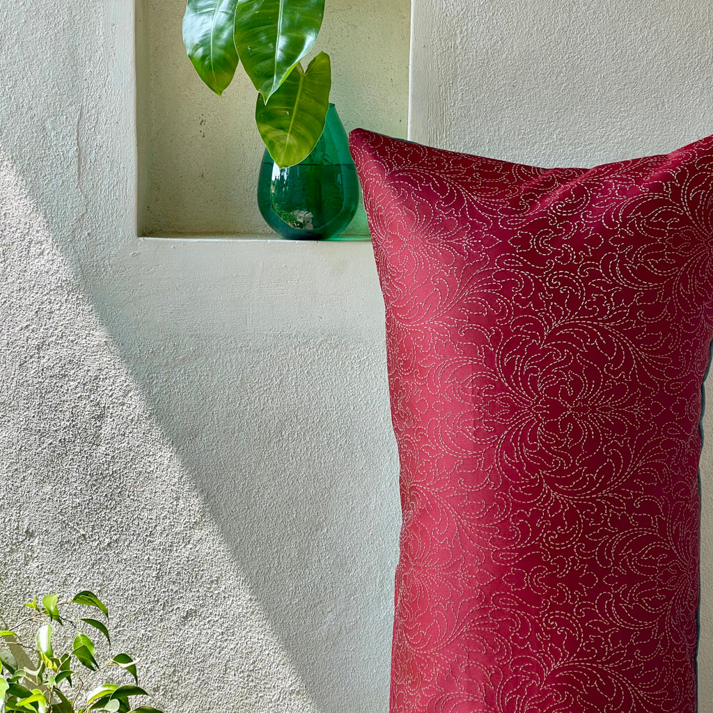 Indus Sumac Wine Red Cushion Cover - 38 x 18 - Single