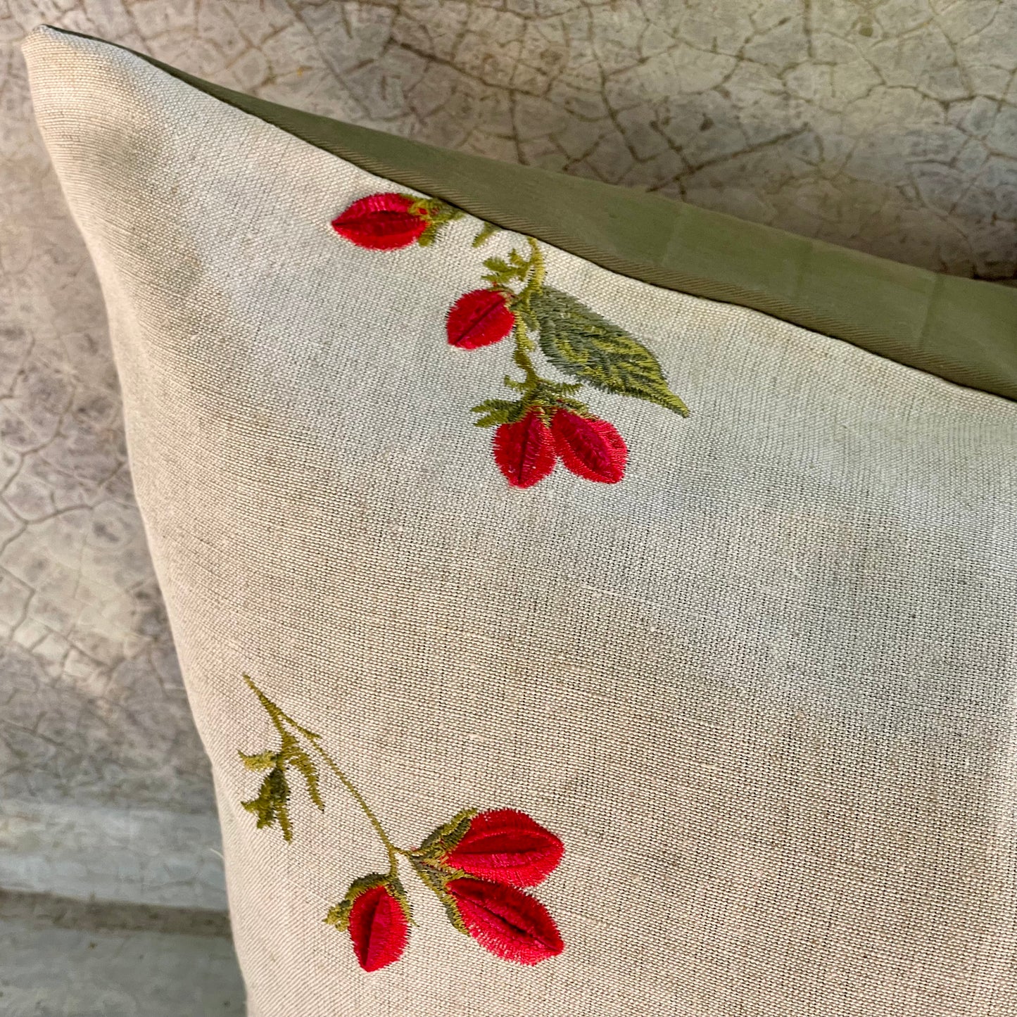 Indus Cherry Blossom Scarlet Cushion Cover - 38 x 18 - Single