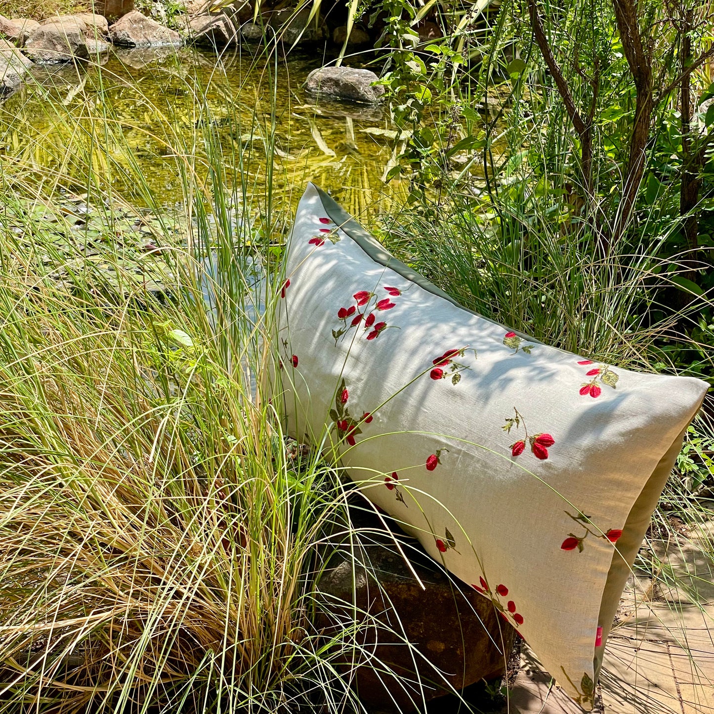 Indus Cherry Blossom Scarlet Cushion Cover - 38 x 18 - Single