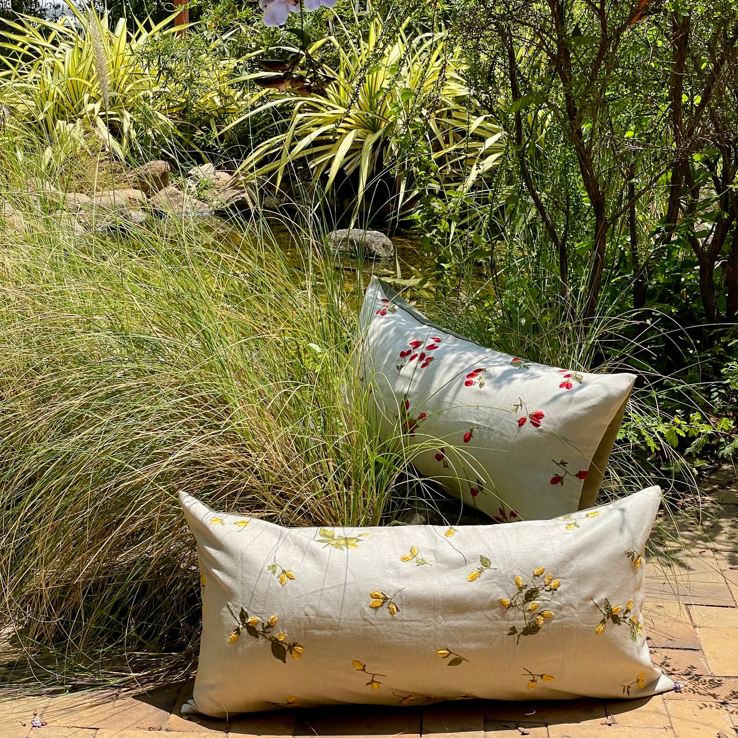 Indus Cherry Blossom Scarlet Cushion Cover - 38 x 18 - Single