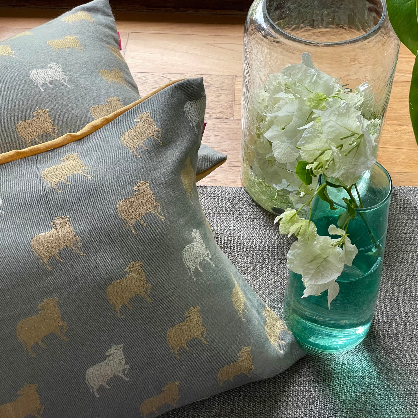 Hudson Haveli Silver Cushion Cover - 22 x 12 - Single
