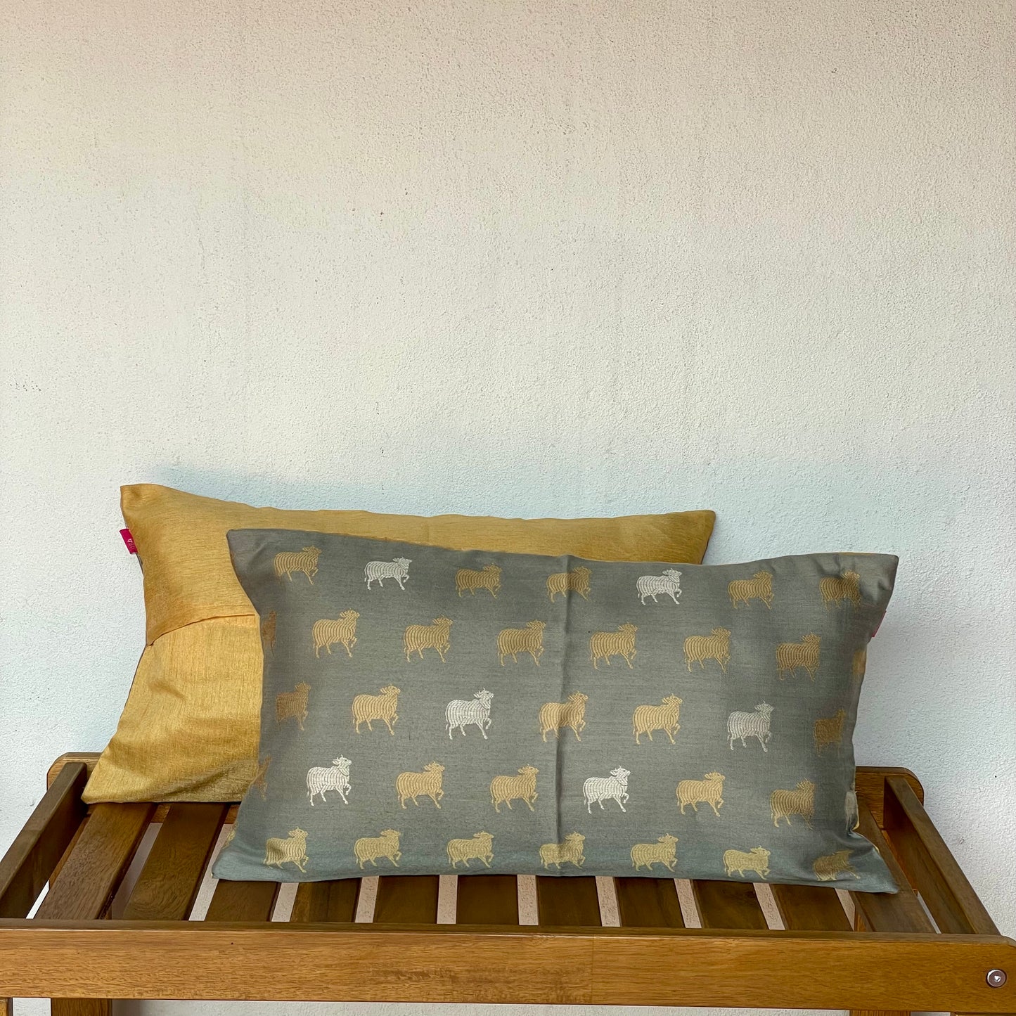 Hudson Haveli Silver Cushion Cover - 22 x 12 - Single