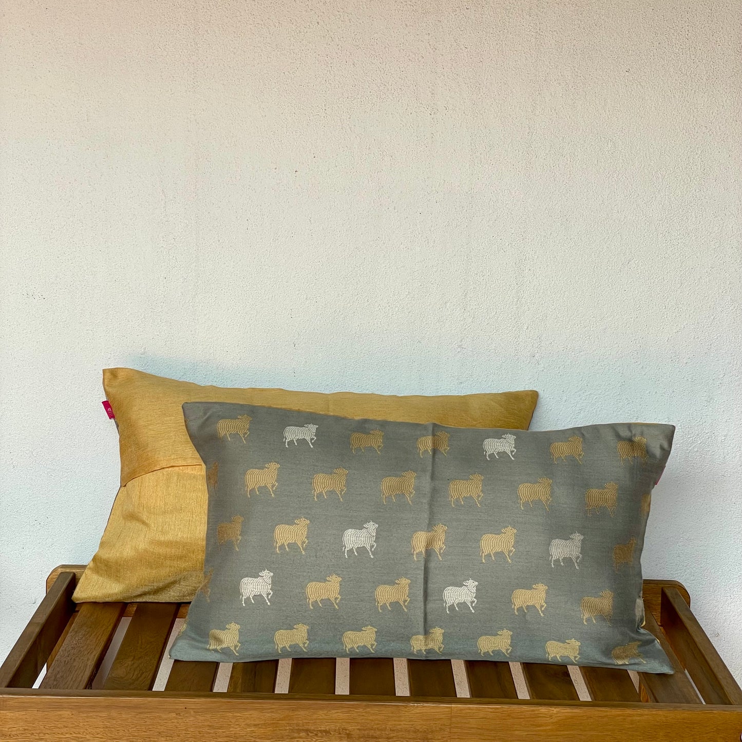 Hudson Haveli Silver Cushion Cover - 22 x 12 - Single