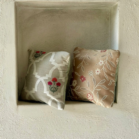 Mekong Kesar & Badam Cushion Cover with filler - 7 x 7 - Set of 2