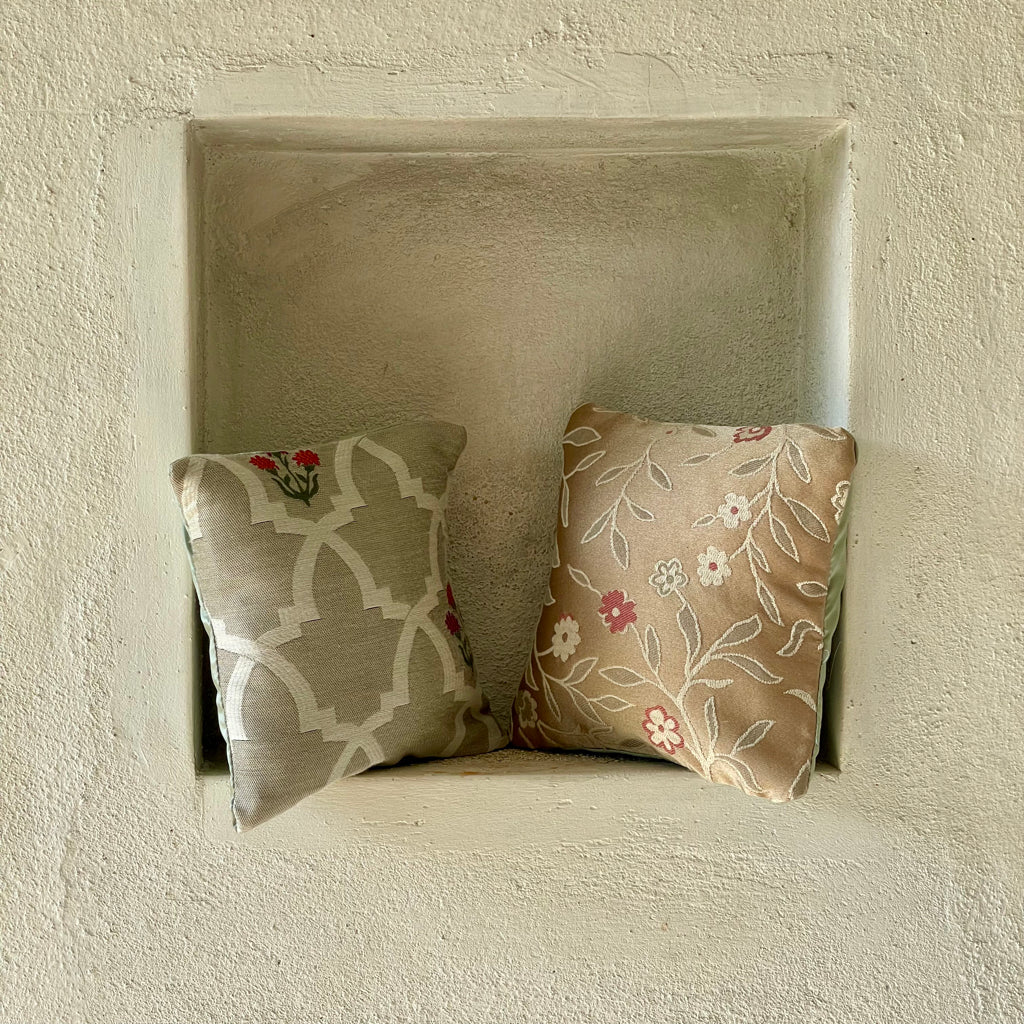 Mekong Kesar & Badam Cushion Cover with filler - 7 x 7 - Set of 2