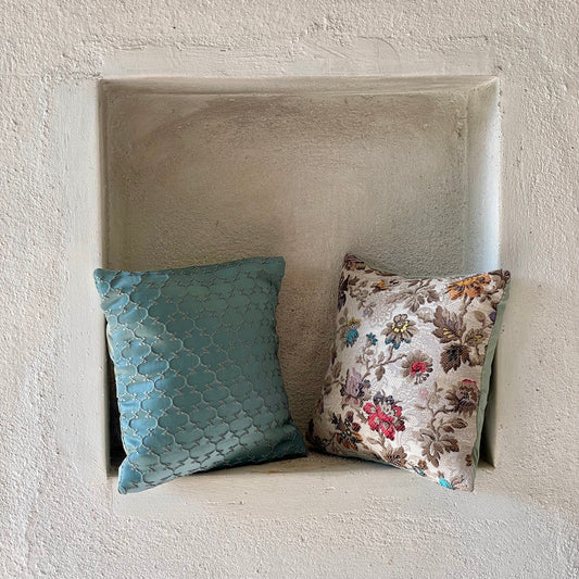 Mekong Blueberry & Pistachio Cushion Cover with filler - 7 x 7 - Set of 2