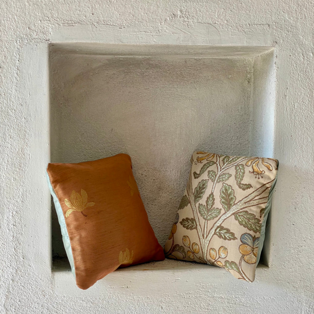 Mekong Cranberry & Walnut Cushion Cover with filler - 7 x 7 - Set of 2