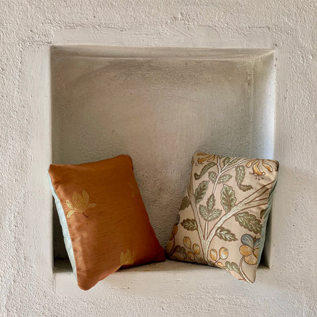 Mekong Cranberry & Walnut Cushion Cover with filler - 7 x 7 - Set of 2