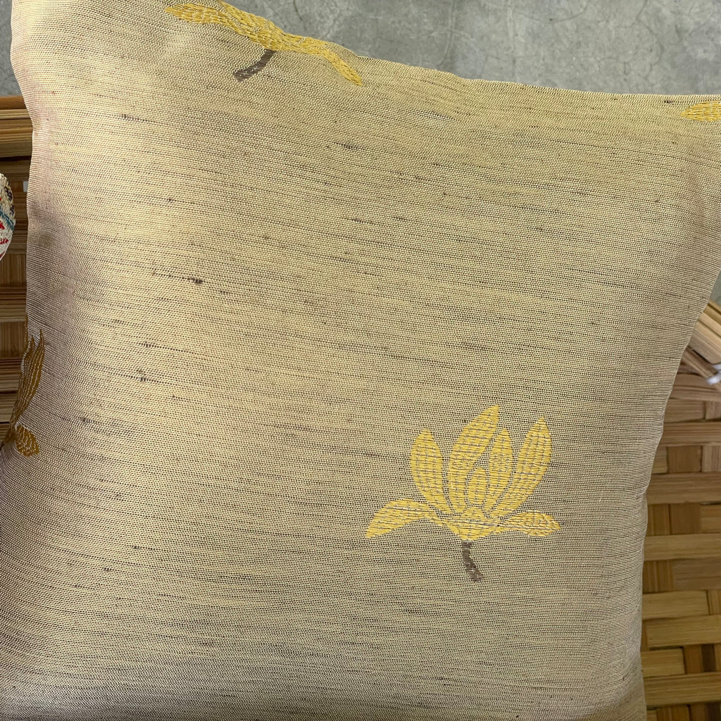 Mekong Hazelnut & Saffron Cushion Cover with filler - 7 x 7 - Set of 2