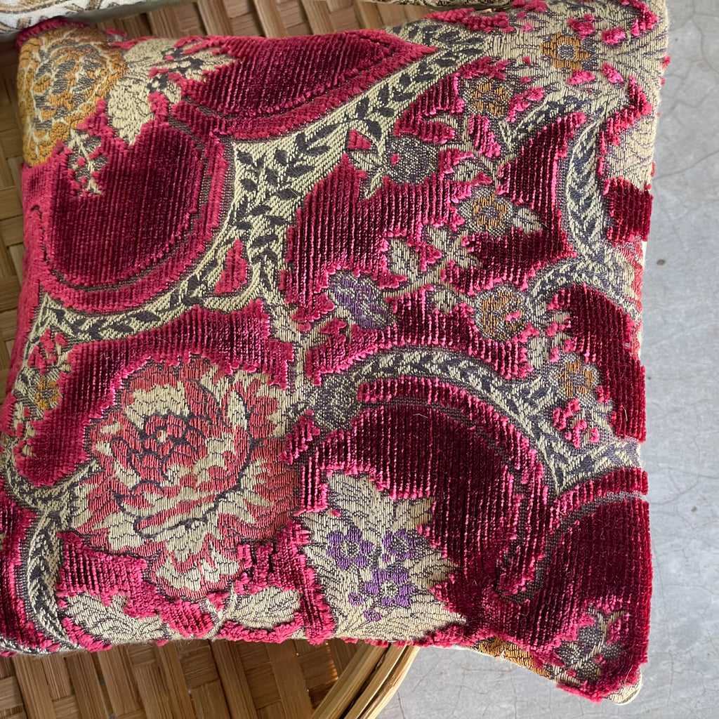 Mekong Almond & Sangria Cushion Cover with filler - 7 x 7 - Set of 2