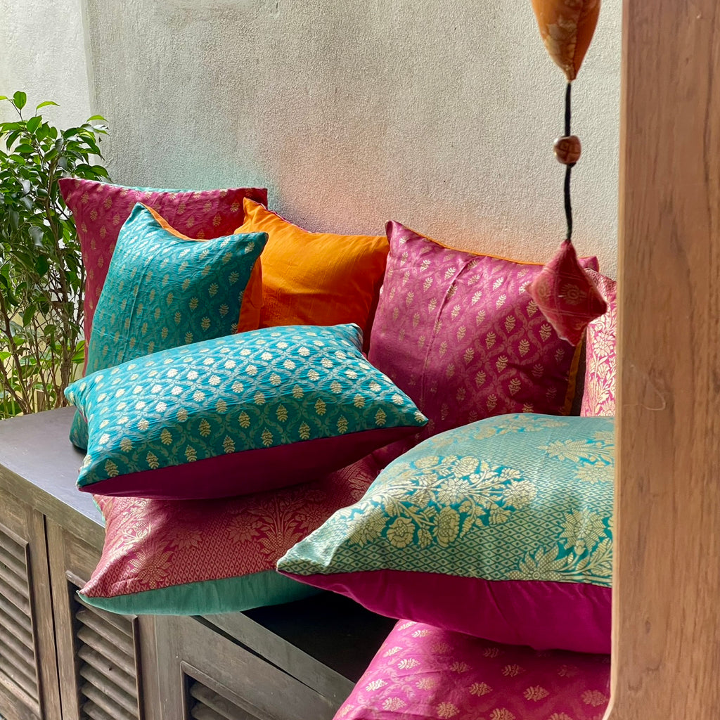 Pink Lotus Decorative Festive Cushion Cover 16 x 16 - Single