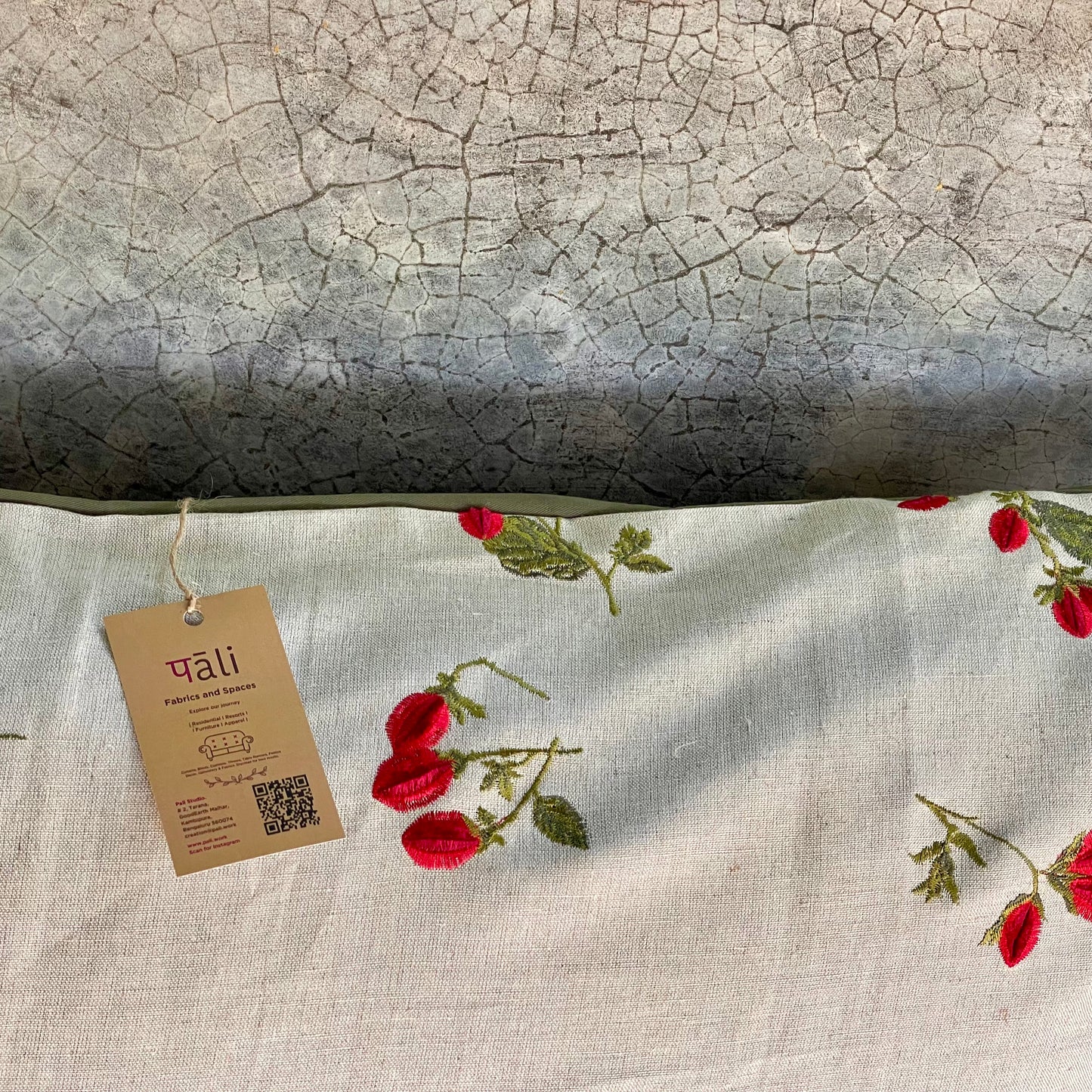 Indus Cherry Blossom Scarlet Cushion Cover - 38 x 18 - Single
