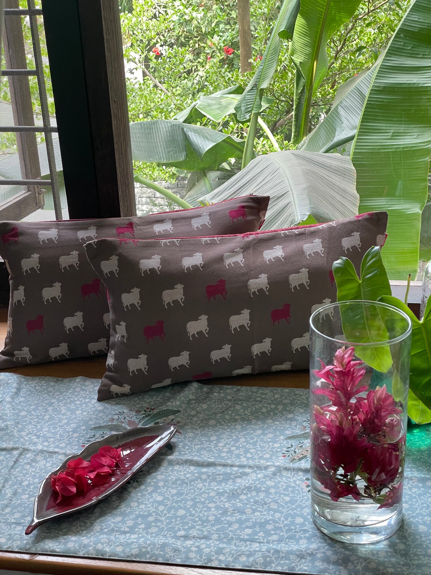 Hudson Haveli Raspberry Cushion Cover - 22 x 12 - Single
