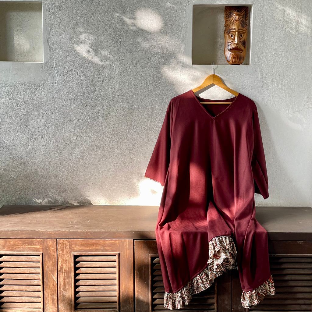 San Francisco Burgundy Cotton Dress M