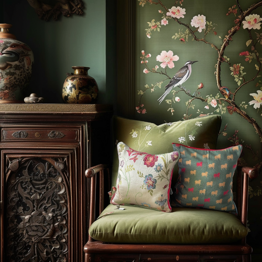 Clyde Haveli Green Cushion Cover - 16 x 16 - Single